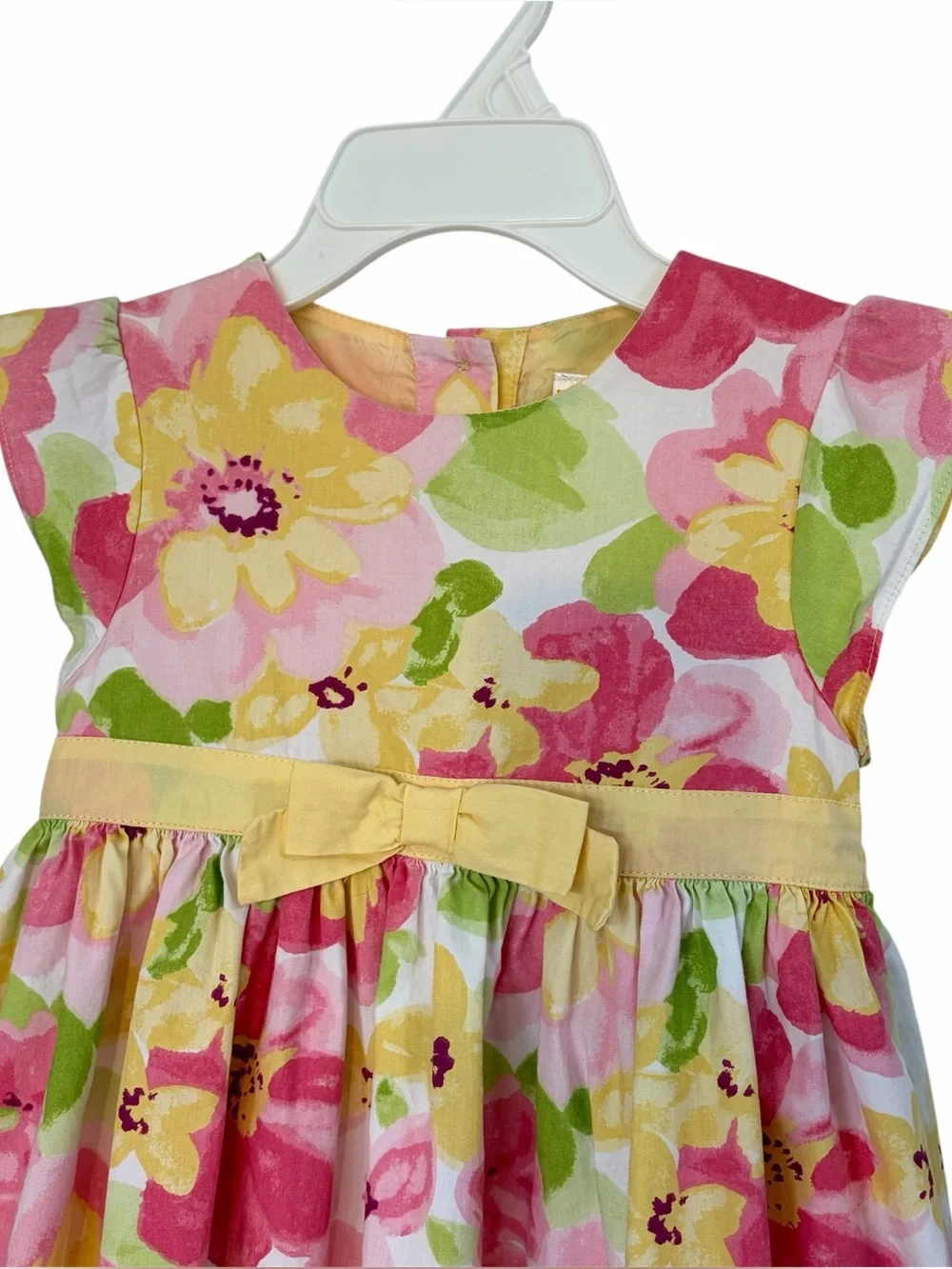 Girl’s Cotton Dress 5T Gymboree Natural Fibers Pastel Floral Yellow Pink cotton